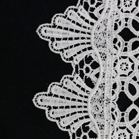 White Lace Embroidery Flowers Tablecloth Square 36 x 36 in - Picture 3 of 5